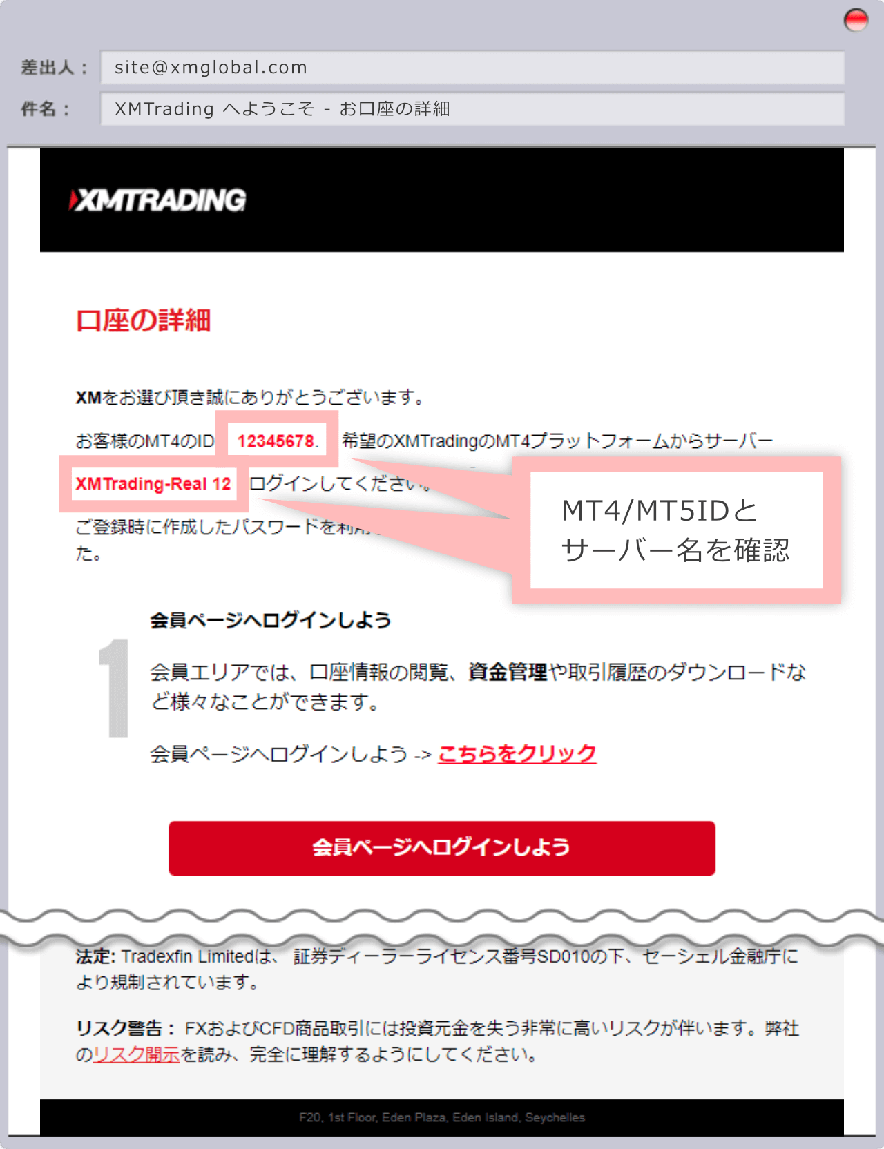 XM 口座開設完了メール