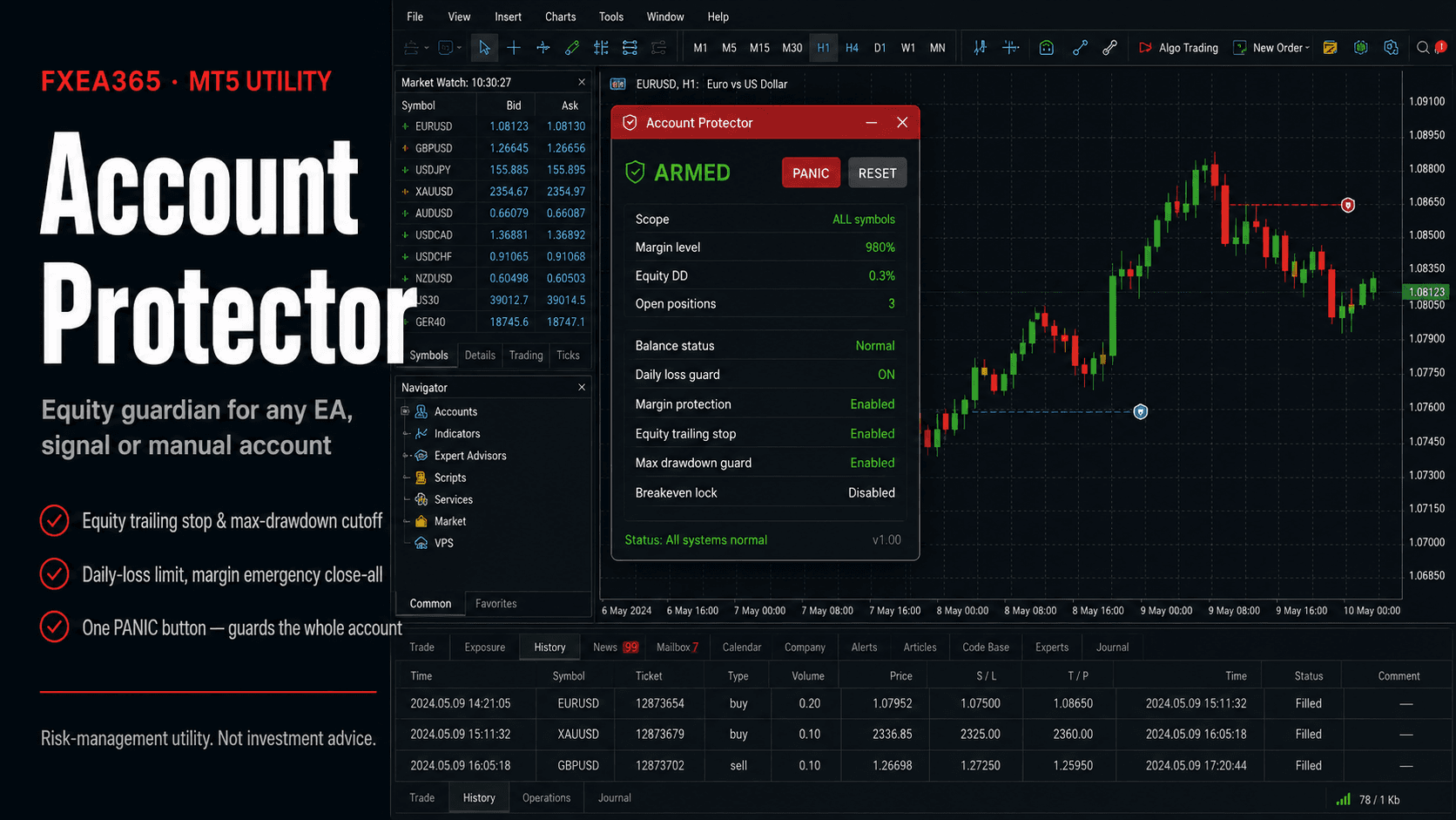 Account Protector - 口座全体を、あなたのルールが破られた瞬間に守る。
